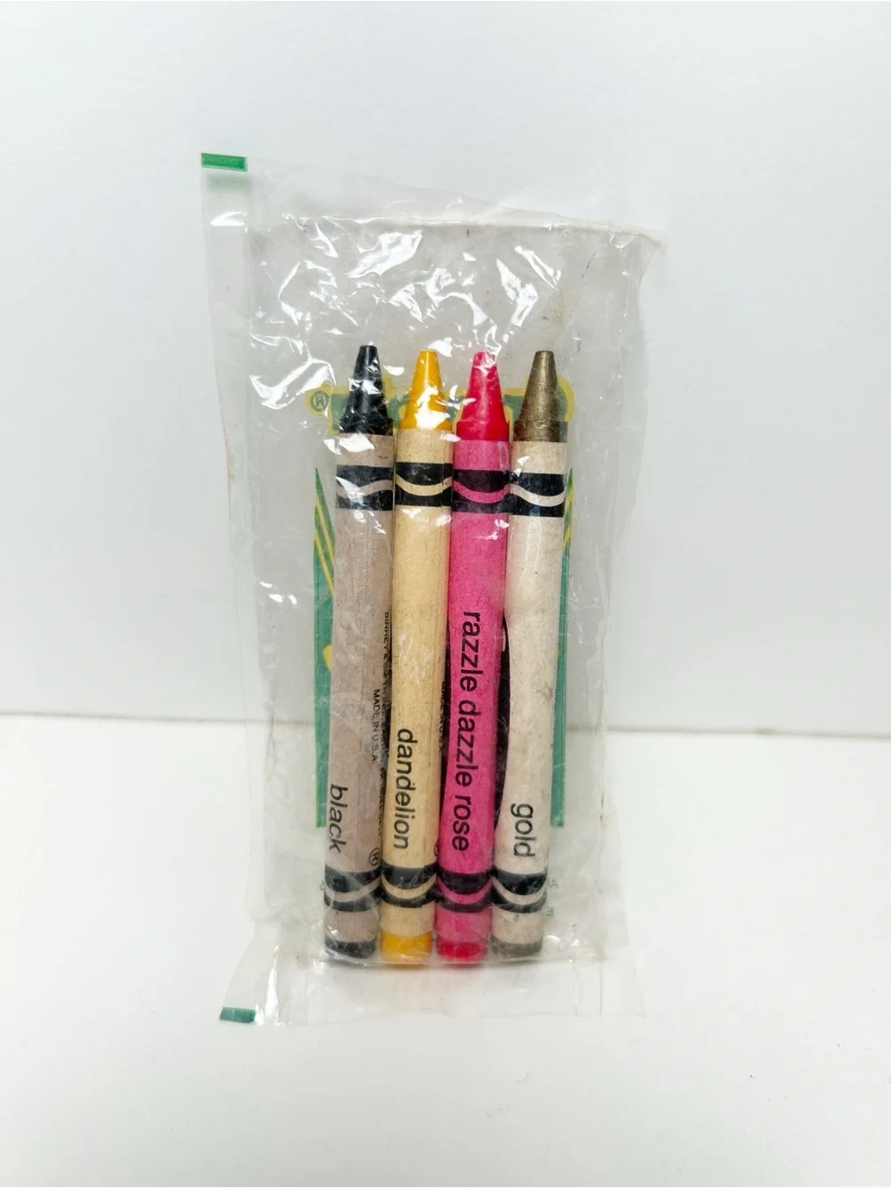 VTG 1993 Crayola Sealed Promotional Crayon Set (Dandelion, Rose, Gold, Black)